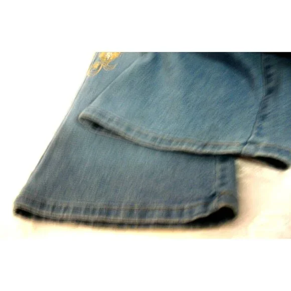 Women's Venus Blue Denim Embellished Embroidered Distressed Jeans Sz 8 - Picture 11 of 14
